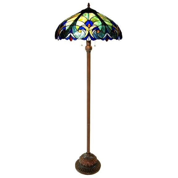 CHLOE Liaison Tiffany-style 2 Light Victorian Floor Lamp 18" Shade