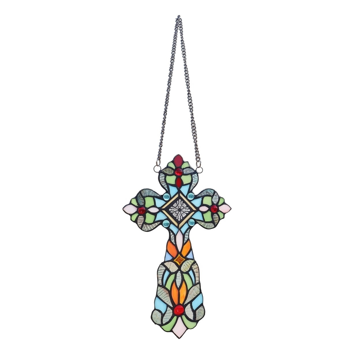 CHLOE Lighting ADELINA Victorian Tiffany-style Stained Glass Window Panel 13" Tall