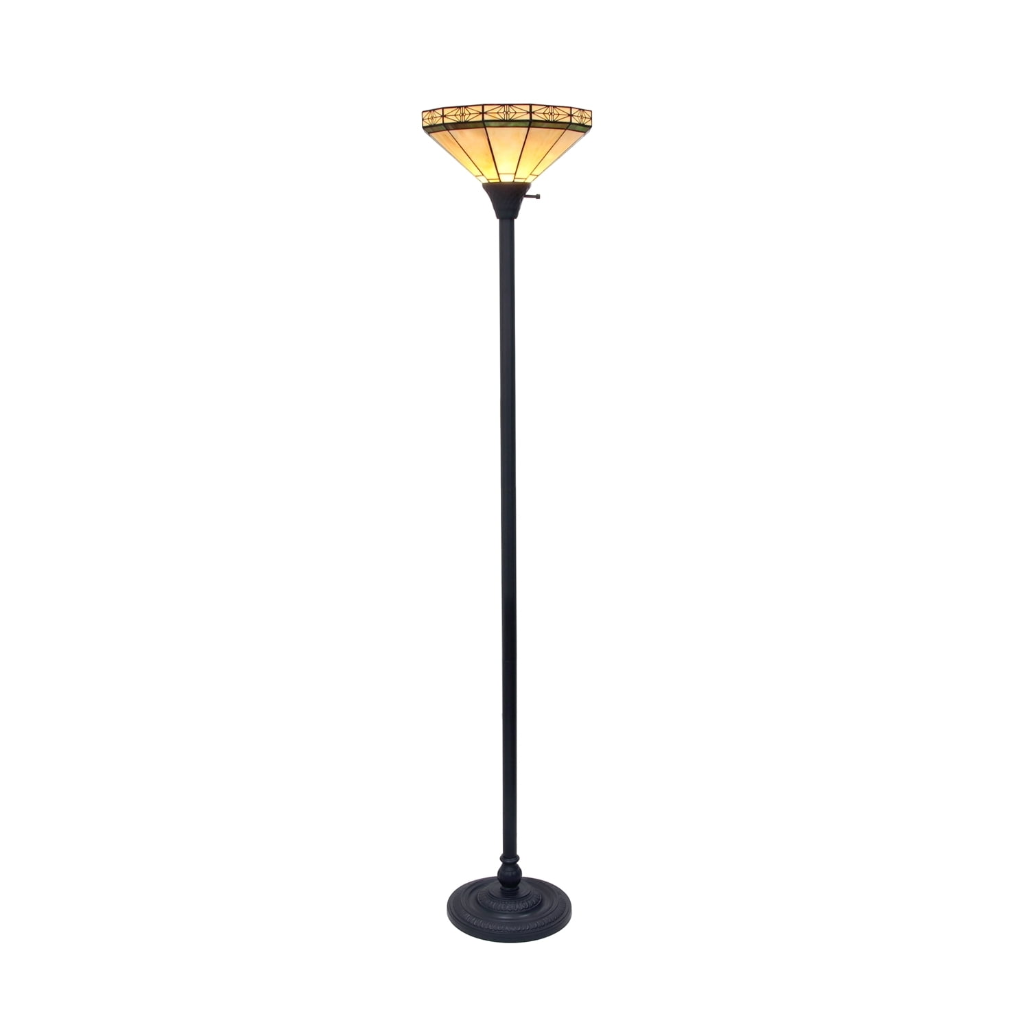 Belle 69" Bronze Stained Glass Torchiere Lamp