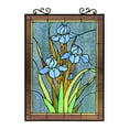 thumbnail image 1 of CHLOE Lighting BLUE IRIS Floral Tiffany-Style Stained Glass Verical Hanging Window Panel 25" Tall, 1 of 9
