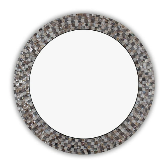 CHLOE Lighting CHLOE's Reflection Vertical Hanging Seashell Finish Round Framed Wall Mirror 30" Height