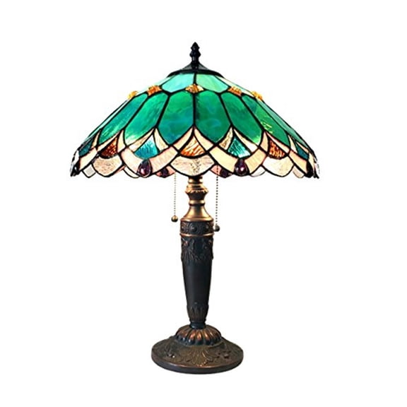 CHLOE Lighting DEMETER Tiffany-style 2 Light Table Lamp 16" Shade