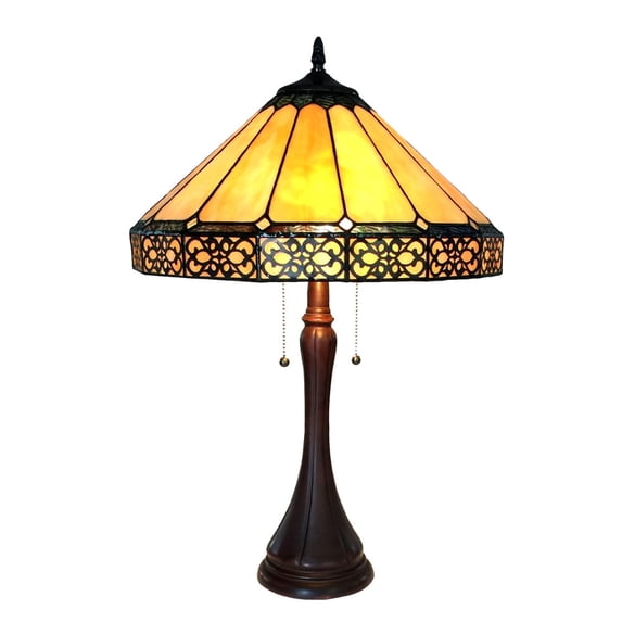 CHLOE Lighting ELEANOR Tiffany-style 2 Light Mission Table Lamp 16" Shade