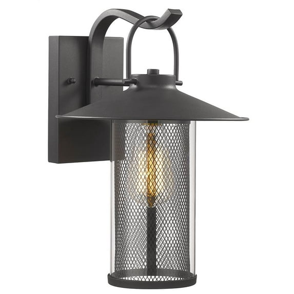 CHLOE Lighting ELIJAH Industrial-style 1 Light Textured Black Outdoor Wall Sconce 14" Tall