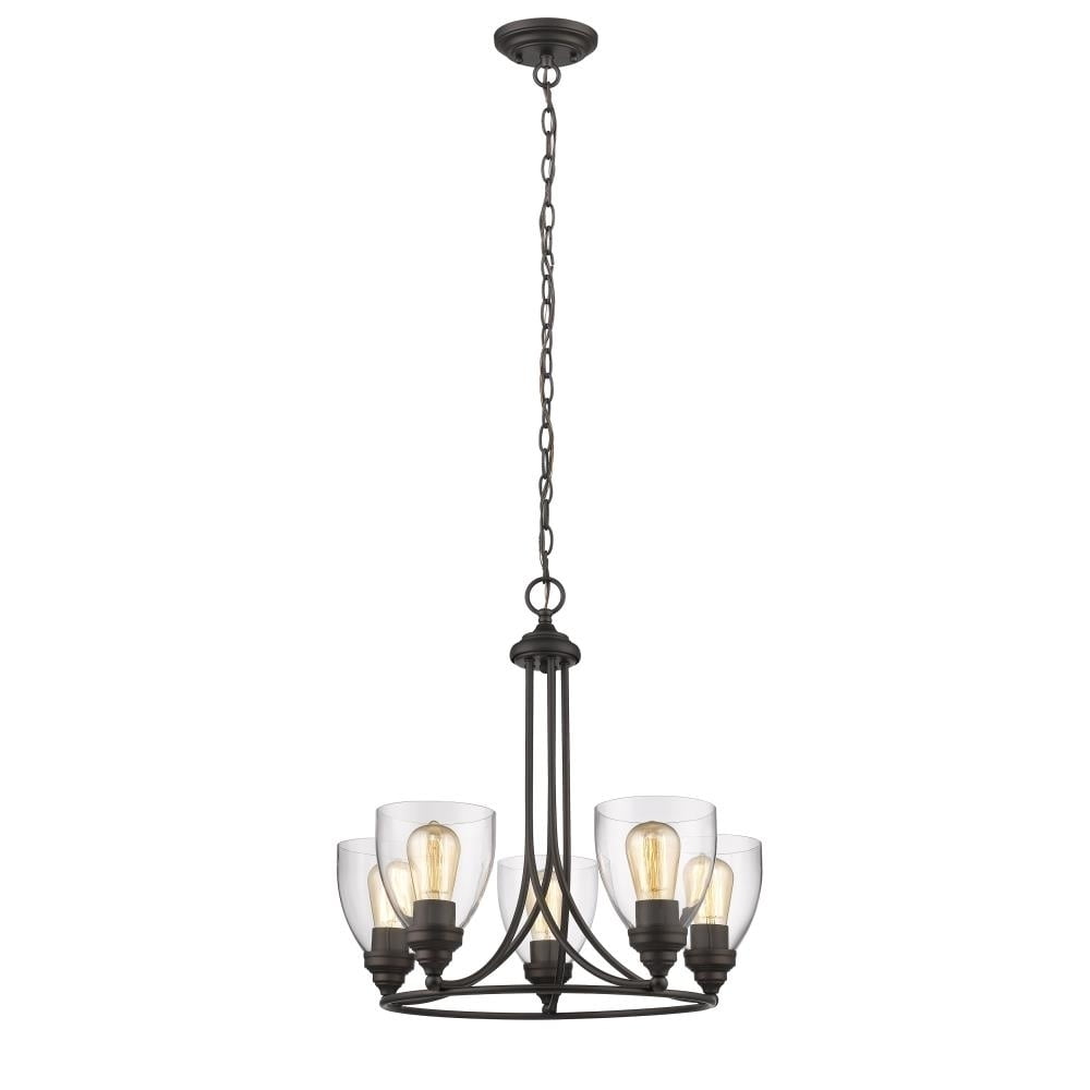 CHLOE Lighting ELISSA Transitional 5 Light Rubbed Bronze Mini Chandelier 22" Wide