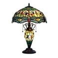 thumbnail image 1 of CHLOE Lighting EMPRESS Tiffany-style Dark Bronze 3 Light Double Lit Table Lamp 16" Shade, Green and Red, 1 of 5