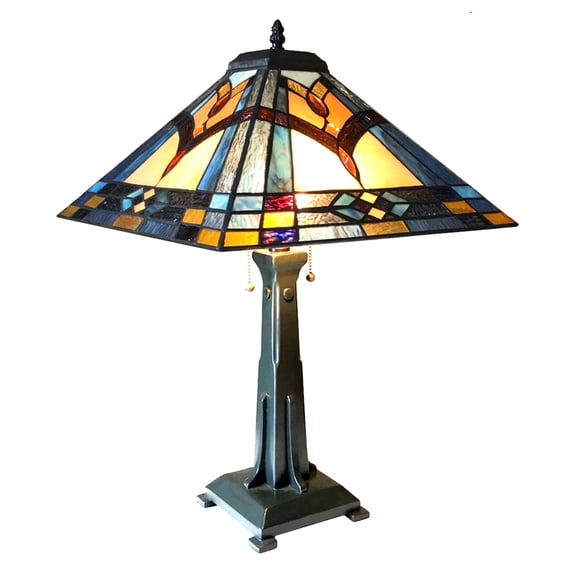 CHLOE Lighting ETHAN Mission 2 Light Antique Dark Bronze Table Lamp 16" Shade