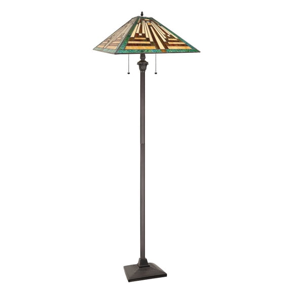 CHLOE Lighting FIRMAN Tiffany-Style 2-Light Mission Floor Lamp 16" Shade