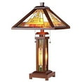 thumbnail image 1 of CHLOE Lighting GAWAIN Tiffany-style Mission 3 Light Double Lit Wooden Table Lamp 15" Shade, 1 of 2