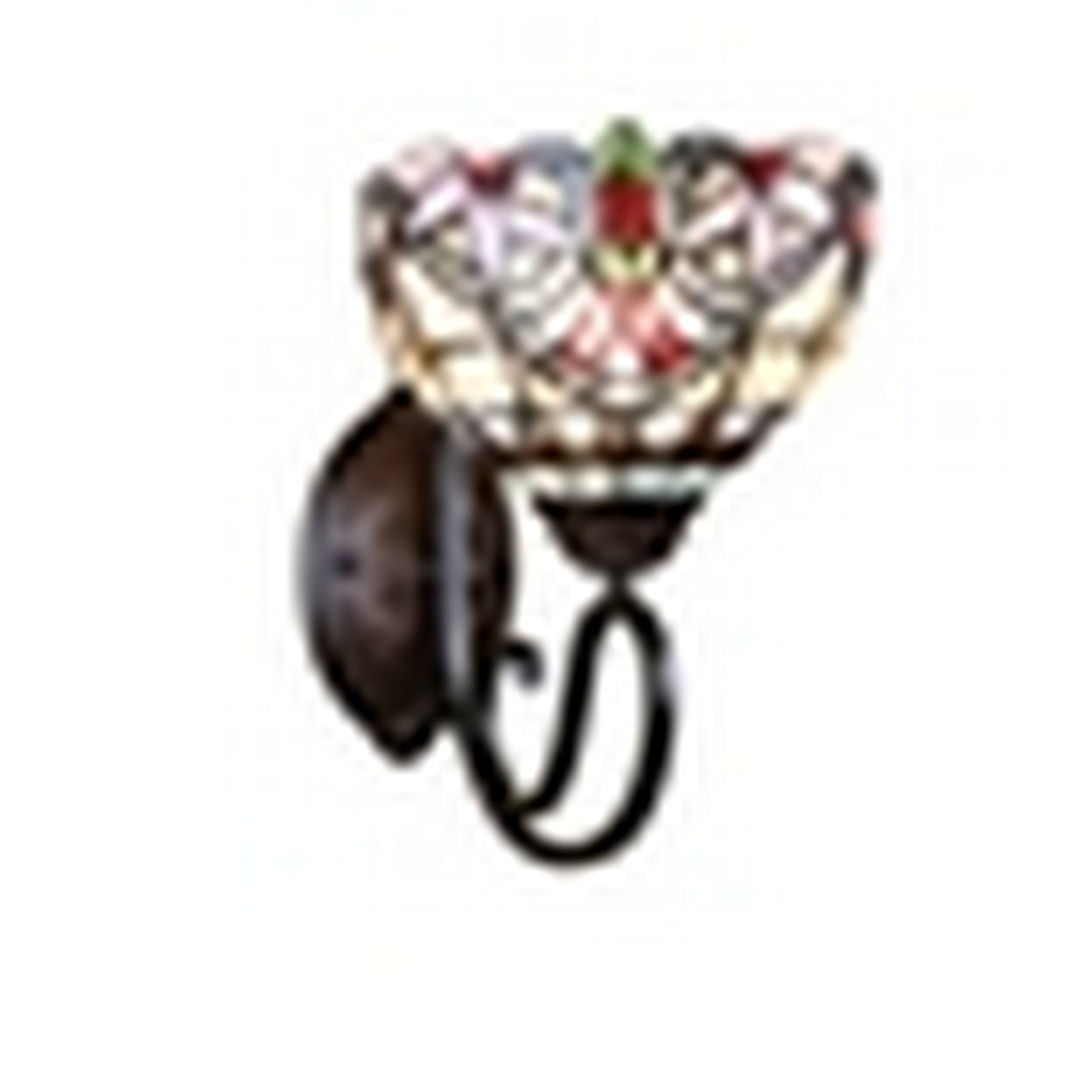 Victorian Tiffany-Style Bronze 1-Light Wall Sconce with Stained Glass Shade