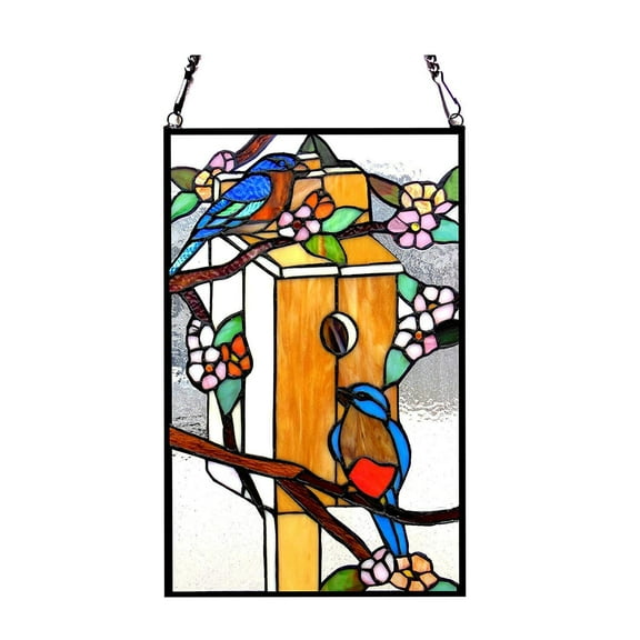 CHLOE Lighting HOME Tiffany-glass Window Panel 12x19