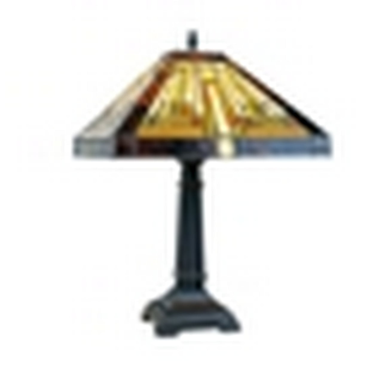 Innes Mission Tiffany-Style Blackish Bronze Table Lamp with Stained Glass Shade