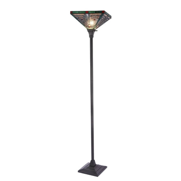 CHLOE Lighting INNES Mission Tiffany-style Blackish Bronze 1 Light Torchiere Lamp 14" Wide