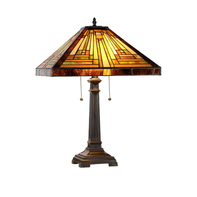 CHLOE Lighting INNES Tiffany-style 2 Light Mission Table CHLOE Lighting INNES Tiffany-style 2 Light Mission Table