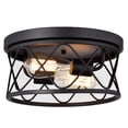 thumbnail image 1 of CHLOE Lighting IRONCLAD Industrial 2 Light Textured Black Ceiling Flush Fixture 12" Wide, 1 of 5