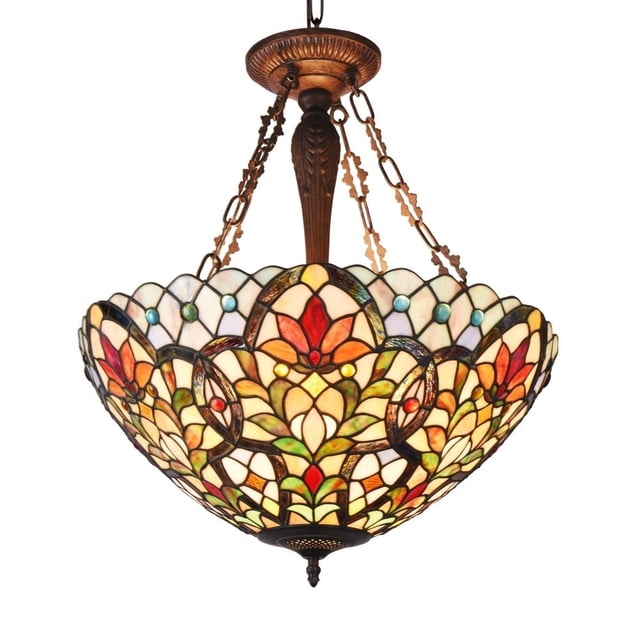 CHLOE Lighting IVANA Tiffany-style 3 Light Floral Inverted Ceiling ...