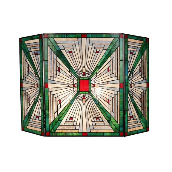 CHLOE Lighting Innes Tiffany-Style 3Pcs Folding Mission Fireplace Screen 45" Wide