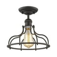 thumbnail image 1 of CHLOE Lighting JAXON Industrial-style 1 Light Rubbed Bronze Semi-flush Ceiling Fixture 10" Wide, 1 of 3
