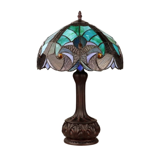 CHLOE Lighting Tiffany-Style Antique Dark Bronze 1-Light Victorian Table Lamp 12" Shade