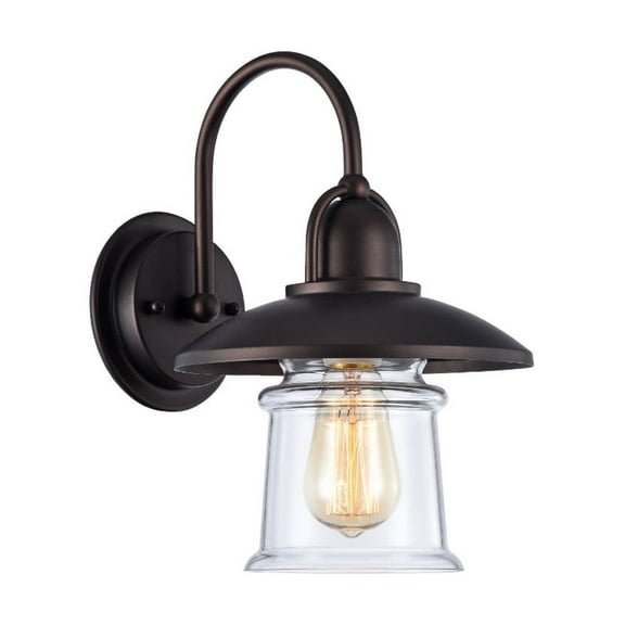 CHLOE Lighting MANETTE Industrial-style 1 Light Rubbed Bronze Wall Sconce 9" Wide