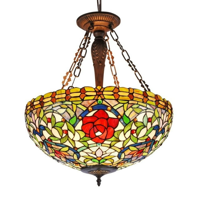 CHLOE Lighting AIKEN Tiffany-style 3 Light Inverted Ceiling Pendant 20