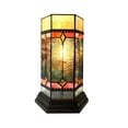 thumbnail image 1 of CHLOE Lighting NEILSON Tiffany-glass Accent Pedestal 1 Light Mission table lamp 14" Tall, 1 of 3
