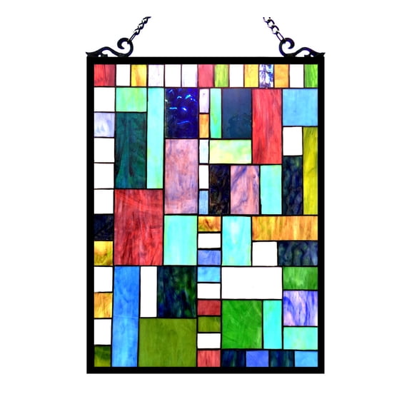 CHLOE Lighting PICASSO Tiffany-glass Rectangle Window Panel 18x24