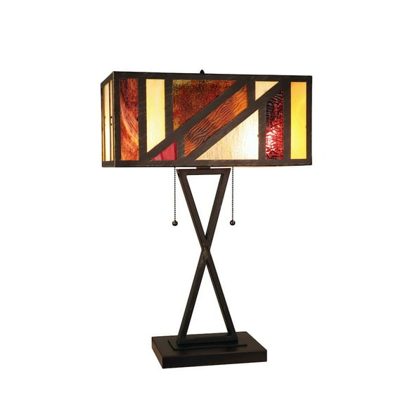 CHLOE Lighting Retro-Style Stained Glass 2-Light Table Lamp 16" Shade