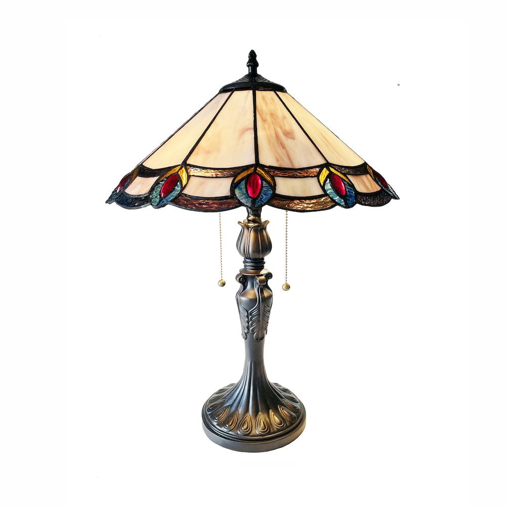 CHLOE Lighting Ryce Tiffany-Style 2-Light Geometric Table Lamp 16" Shade