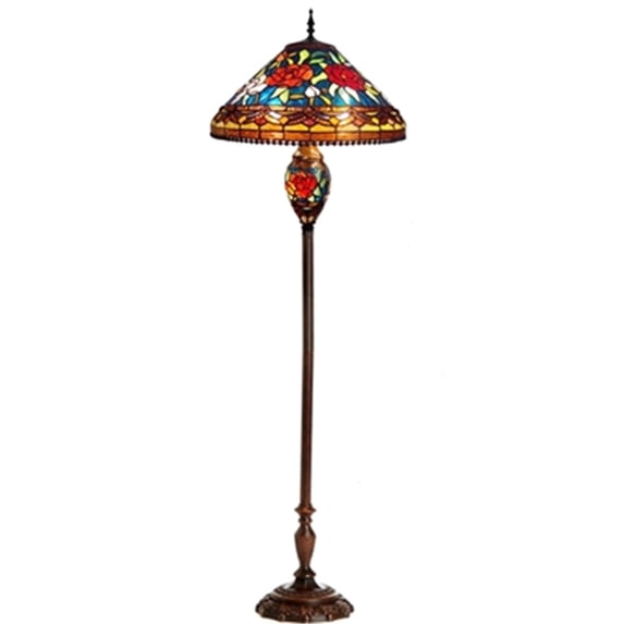 CHLOE Lighting SINCERE Tiffany-style 3 Light Roses Double Lit Floor Lamp 18" Shade