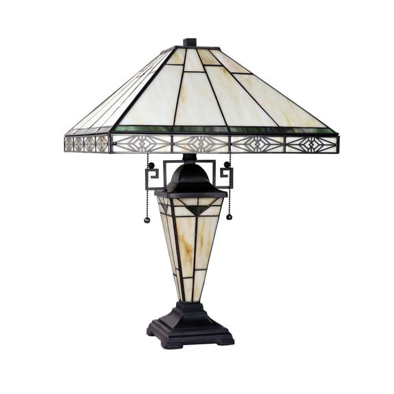 CHLOE Lighting Mission-Style 3-Light Blackish Bronze Finish Double Lit Table Lamp 16" Shade