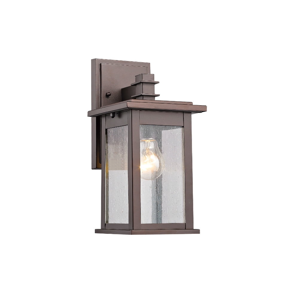 Transitional Seedy Glass & Bronze 13" Outdoor Wall Sconce