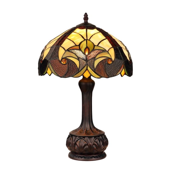 CHLOE Lighting Tiffany-Style Antique Dark Bronze 1-Light Victorian Table Lamp 12" Shade