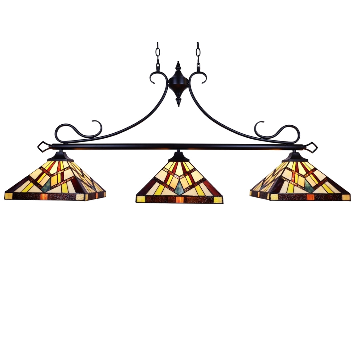 Vincent Bronze 49" Stained Glass Mission Island Pendant