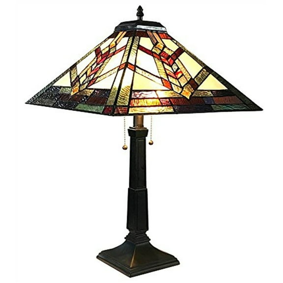 CHLOE Lighting WYLIE Tiffany-style 2 Light Mission Table Lamp 16" Shade