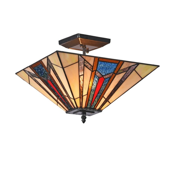 CHLOE Maxwell Mission 2 Light Blackish Bronze Semi-flush Ceiling Fixture 14"