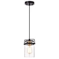 thumbnail image 1 of CHLOE 1 Light Textured Black Mini Pendant Ceiling Fixture 6" Wide, 1 of 3