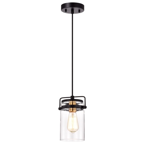 CHLOE 1 Light Textured Black Mini Pendant Ceiling Fixture 6" Wide