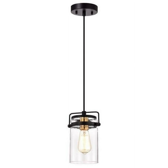 CHLOE Nova 1 Light Textured Black Mini Pendant Ceiling Fixture 6" Wide