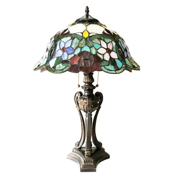 CHLOE Piper Tiffany-Style Floral Stained Glass Table Lamp 26" Height