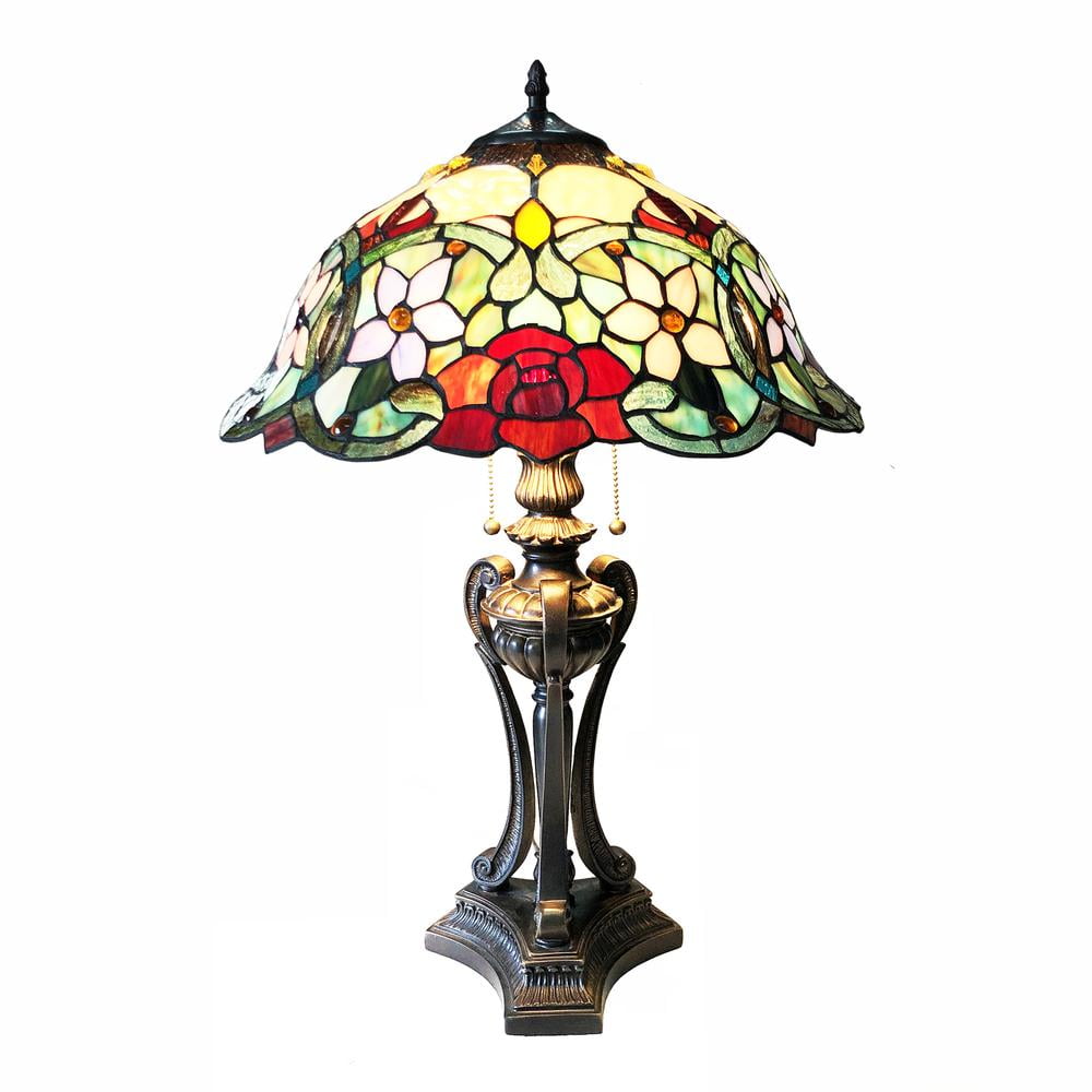 CHLOE Piper Tiffany-Style Floral Stained Glass Table Lamp 26" Height