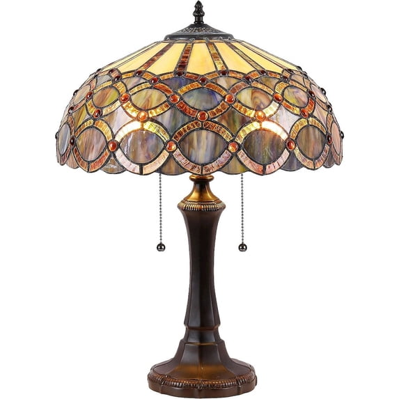 CHLOE Lighting PRISMA Tiffany-style 2 Light Table Lamp 16" Shade