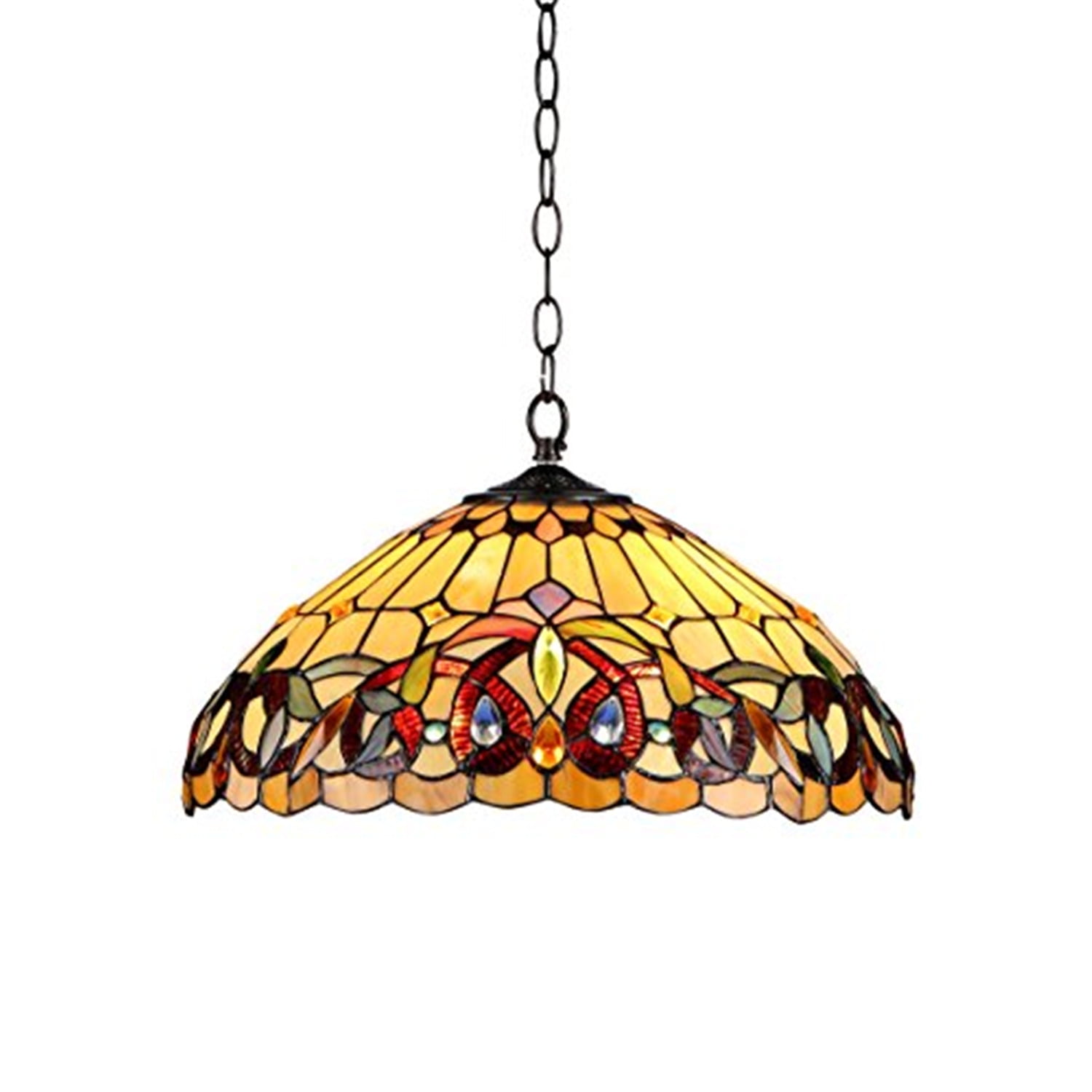 CHLOE Serenity Tiffany 2 Light Victorian Ceiling Pendant Fixture 18" Shade