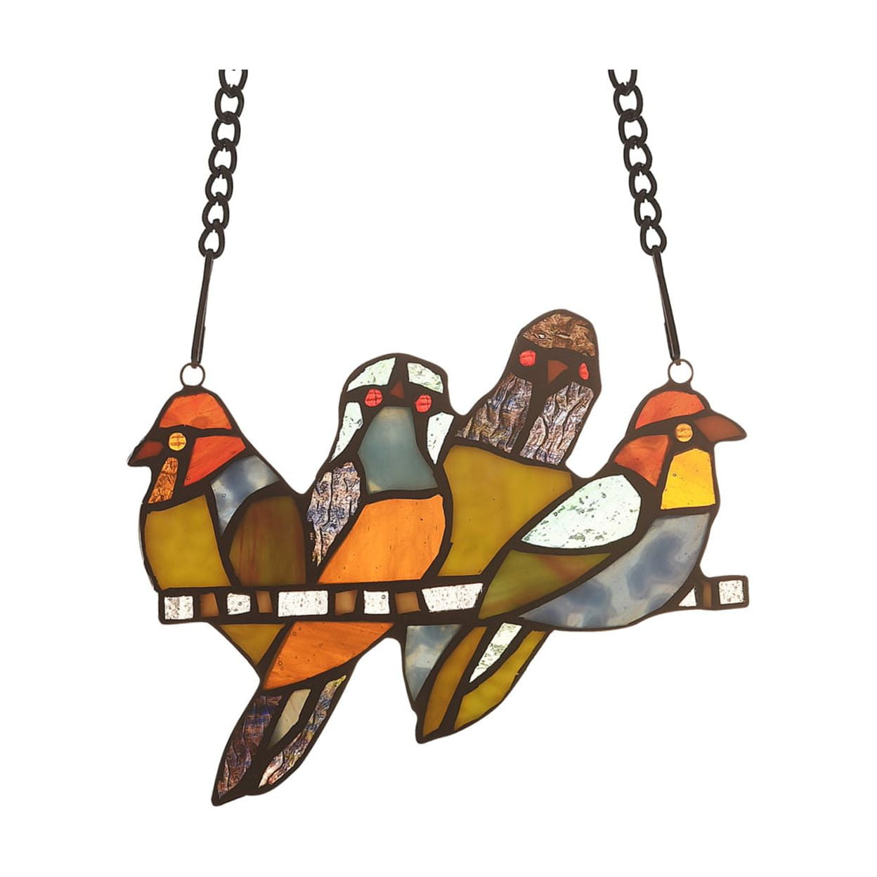 Starling Multicolor Stained Glass Animal Window Panel 8" Wide