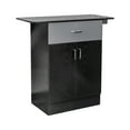 thumbnail image 1 of CHLOE Styling Station, Barber Salon Cabinet with Appliance Holder Lockable Drawer for Beauty Spa Salon Equipment, Black Cabinet Silver Top, 1 of 3