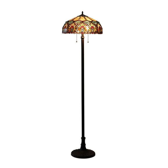 CHLOE Sunny Tiffany-style 2 Light Floral Floor Lamp 18" Shade