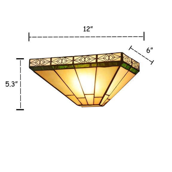 Lighting THEROS Tiffany-style 1 Light Mission Indoor Wall Sconce 12" Wide