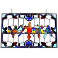thumbnail image 1 of Glass Window Panel with Gathering Bird Design and Hanging Chain, Multicolor, 1 of 3