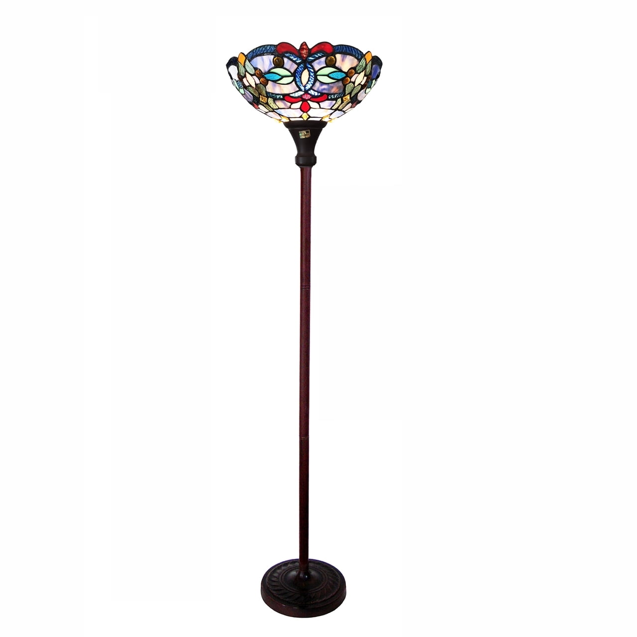 CHLOE Vivian Tiffany Victorian Stained Glass Torchiere Floor Lamp
