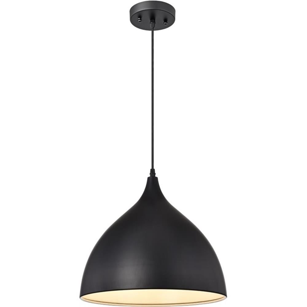 CHLOE Walter Industrial 1 Light Textured Black Mini Pendant Ceiling Fixture 14"